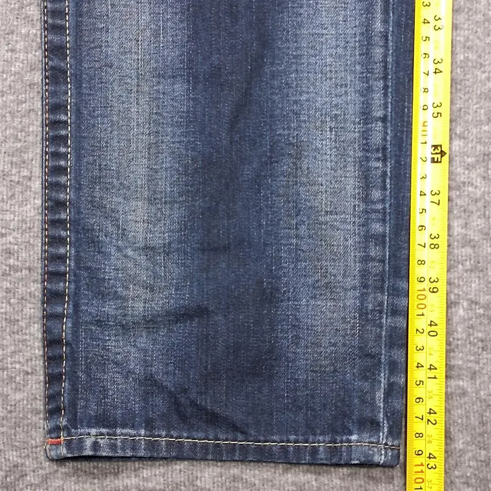 True Religion Section Slim Jeans Mens 34x33 Blue Slim Straight Flap Pockets